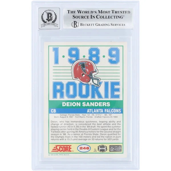 Deion Sanders Signed 1989 Score #246 Rookie Card | Graded 10
