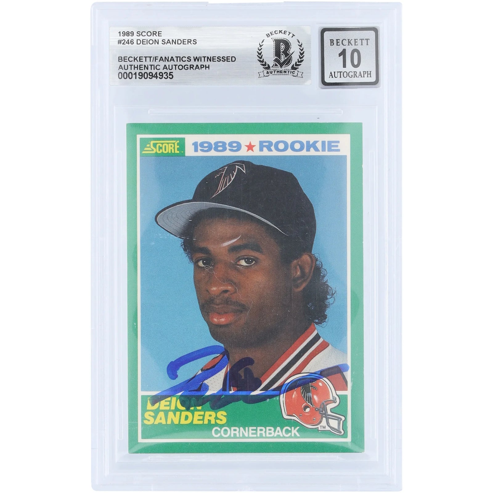 Deion Sanders Signed 1989 Score #246 Rookie Card | Graded 10
