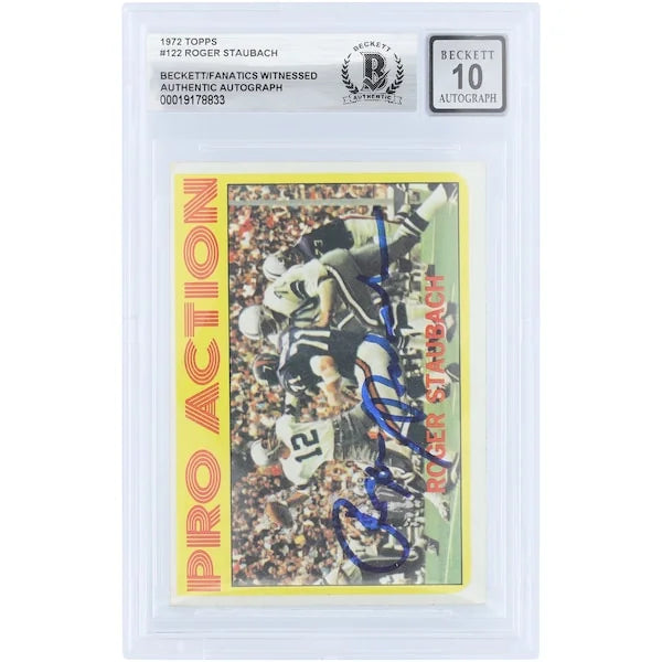 Roger Staubach Signed 1972 Topps Pro Action #122 Rookie Card | Beckett 10