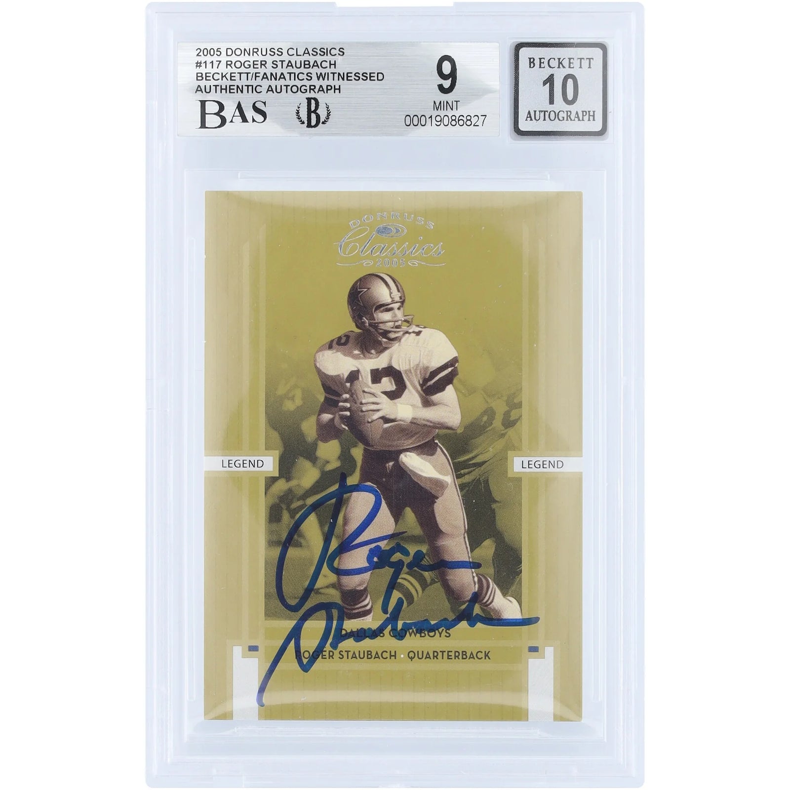 Roger Staubach Signed 2005 Donruss Classics Card #117 | Graded 9/10