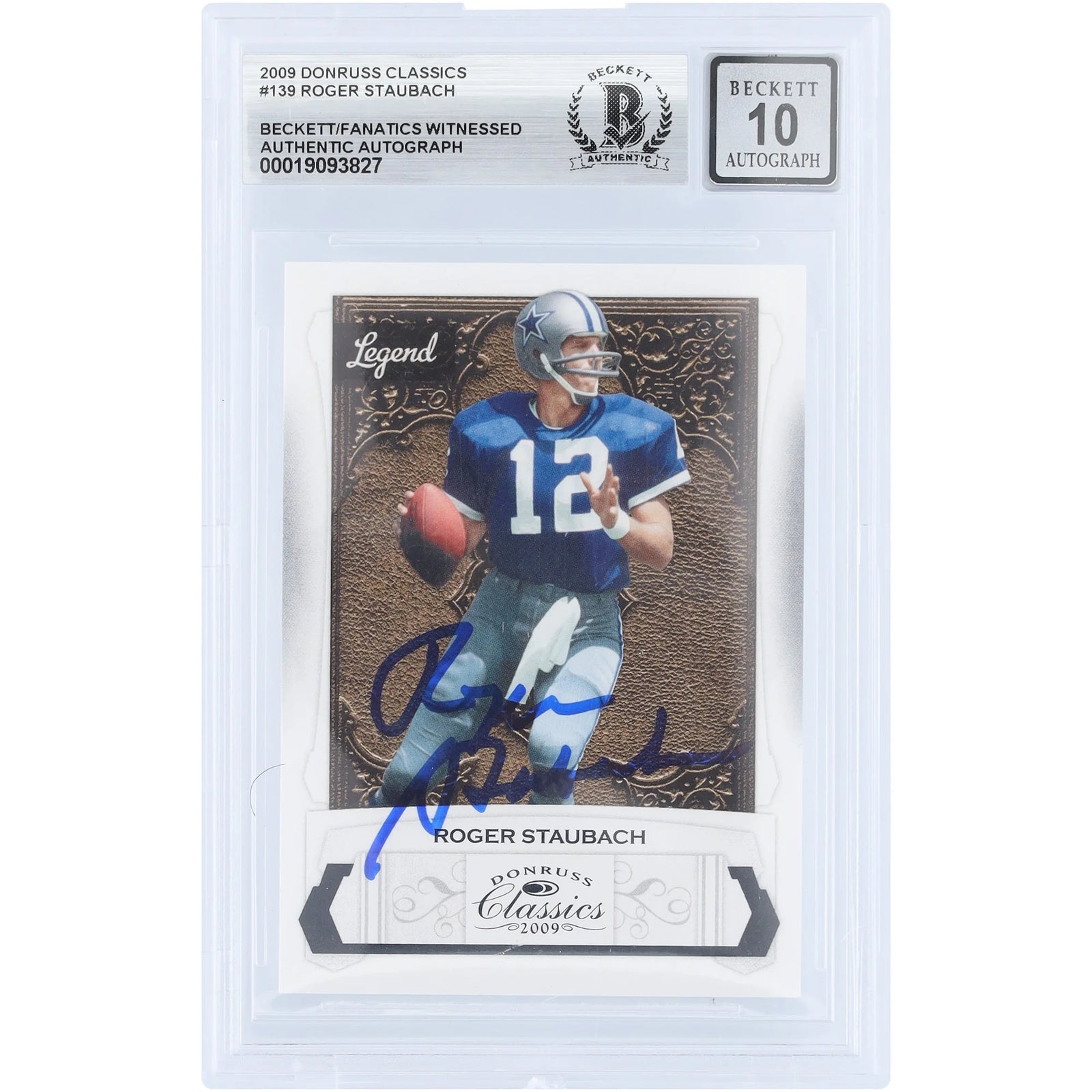 Roger Staubach Signed 2009 Donruss Classics #139 Card | Graded 10