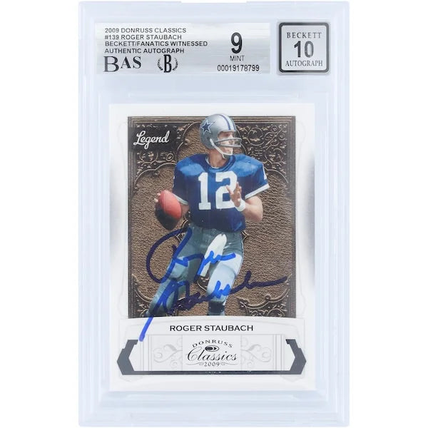 Roger Staubach Signed 2009 Donruss Classics #139 Card | Graded 9