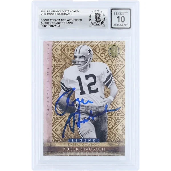 Roger Staubach Signed 2011 Panini Gold Standard #117 | Beckett 10