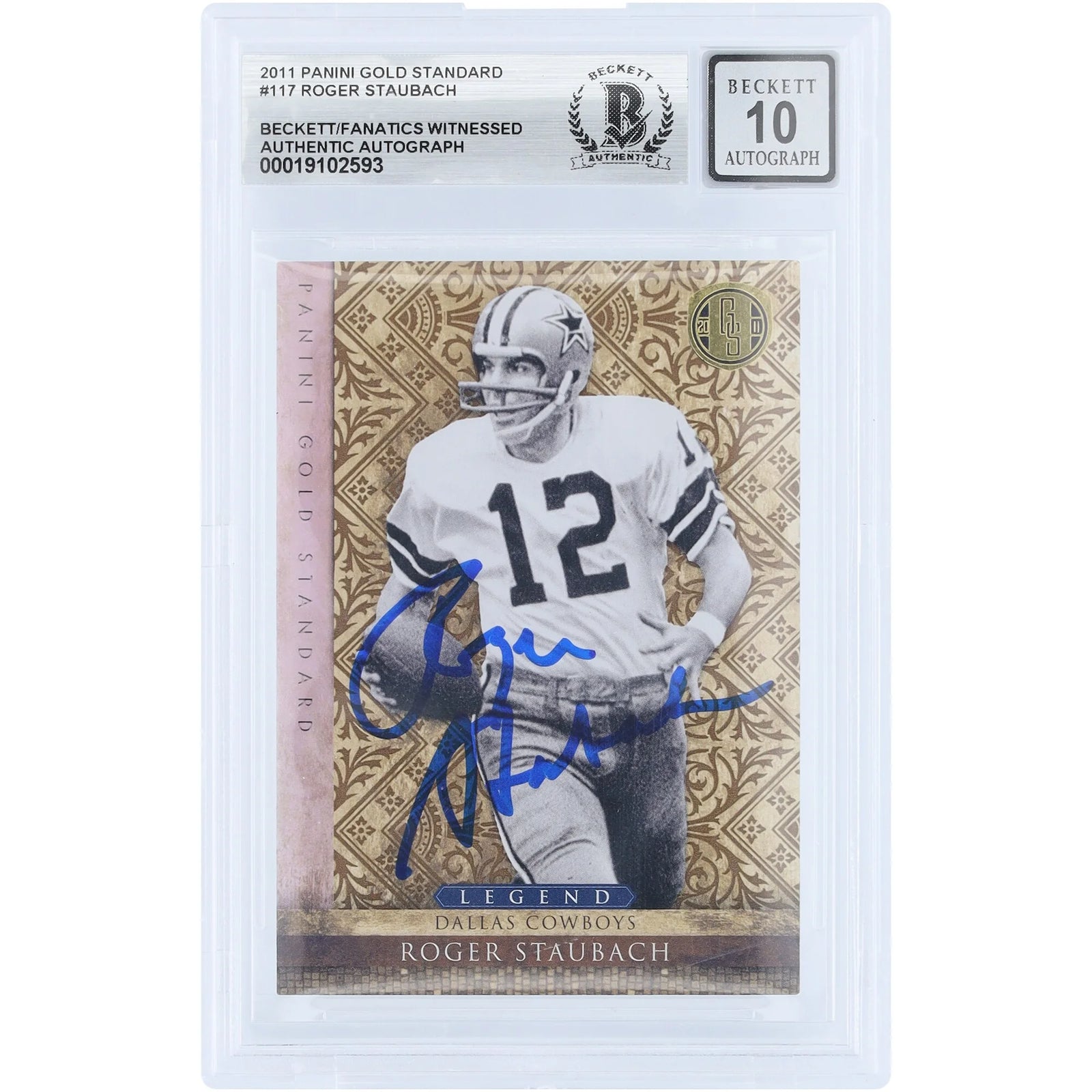 Roger Staubach Signed 2011 Panini Gold Standard #117 | Beckett 10