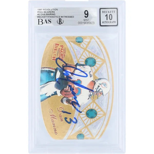 Dan Marino Signed 1997 Pacific Revolution Ring Bearers #6 Card | Beckett Graded 9