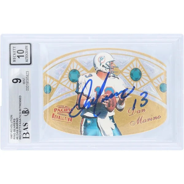 Dan Marino Signed 1997 Pacific Revolution Ring Bearers #6 Card | Beckett Graded 9