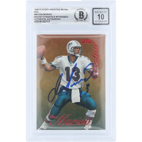 Dan Marino Signed 1998 Playoff Prestige Red #66 Card | Beckett 10
