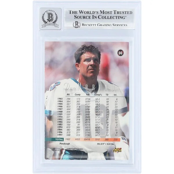 Dan Marino Signed 1998 Playoff Prestige Red #66 Card | Beckett 10