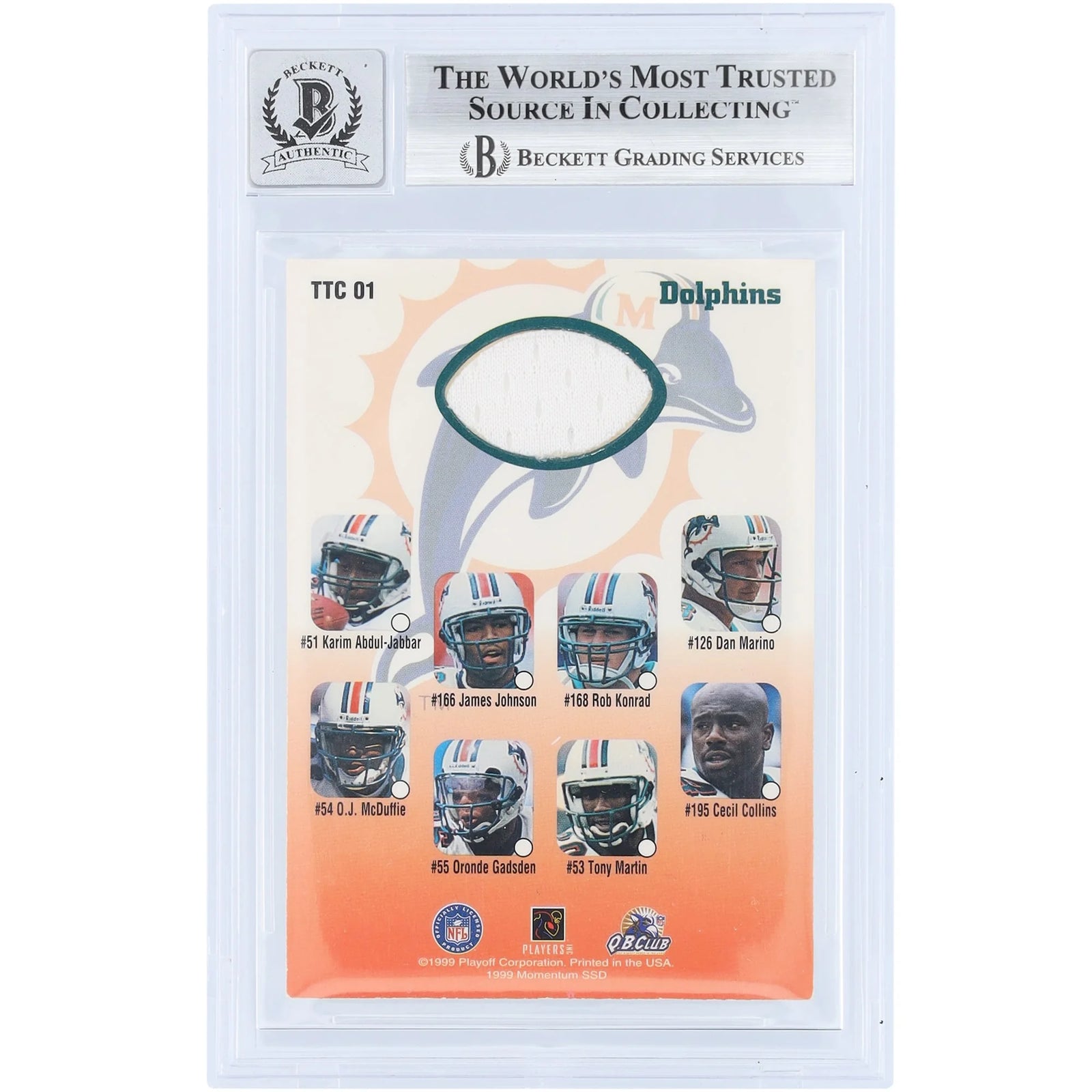Dan Marino Signed 1999 Playoff Momentum Card | Beckett Graded 10