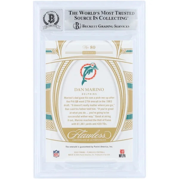 Dan Marino Signed 2022 Panini Flawless Emerald Card | #5/5 Beckett 9