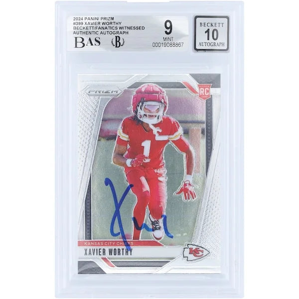 Xavier Worthy Signed 2024 Panini Prizm #399 Rookie Card | Beckett 9