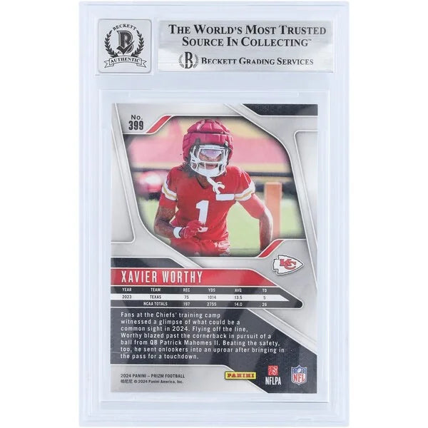 Xavier Worthy Signed 2024 Panini Prizm #399 Rookie Card | Beckett 9