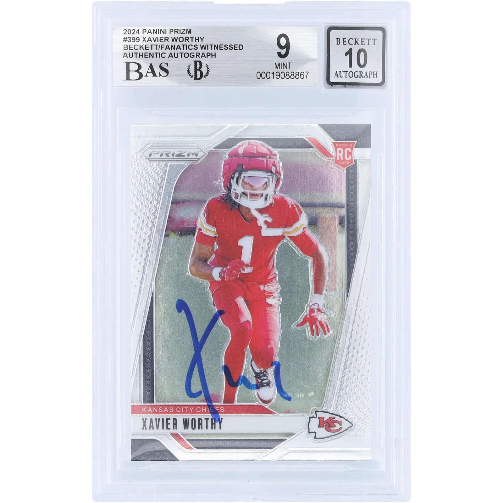 Xavier Worthy Signed 2024 Panini Prizm #399 Rookie Card | Beckett 9