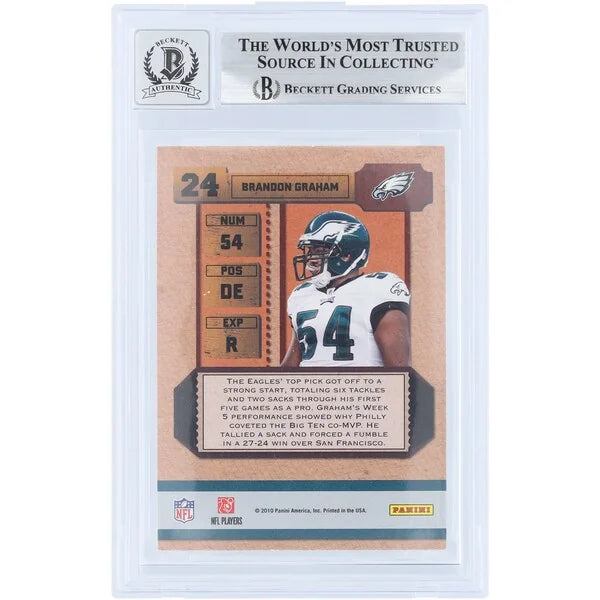 Brandon Graham Signed 2010 Panini Playoff Contenders Rookie #24 Card | Beckett 9