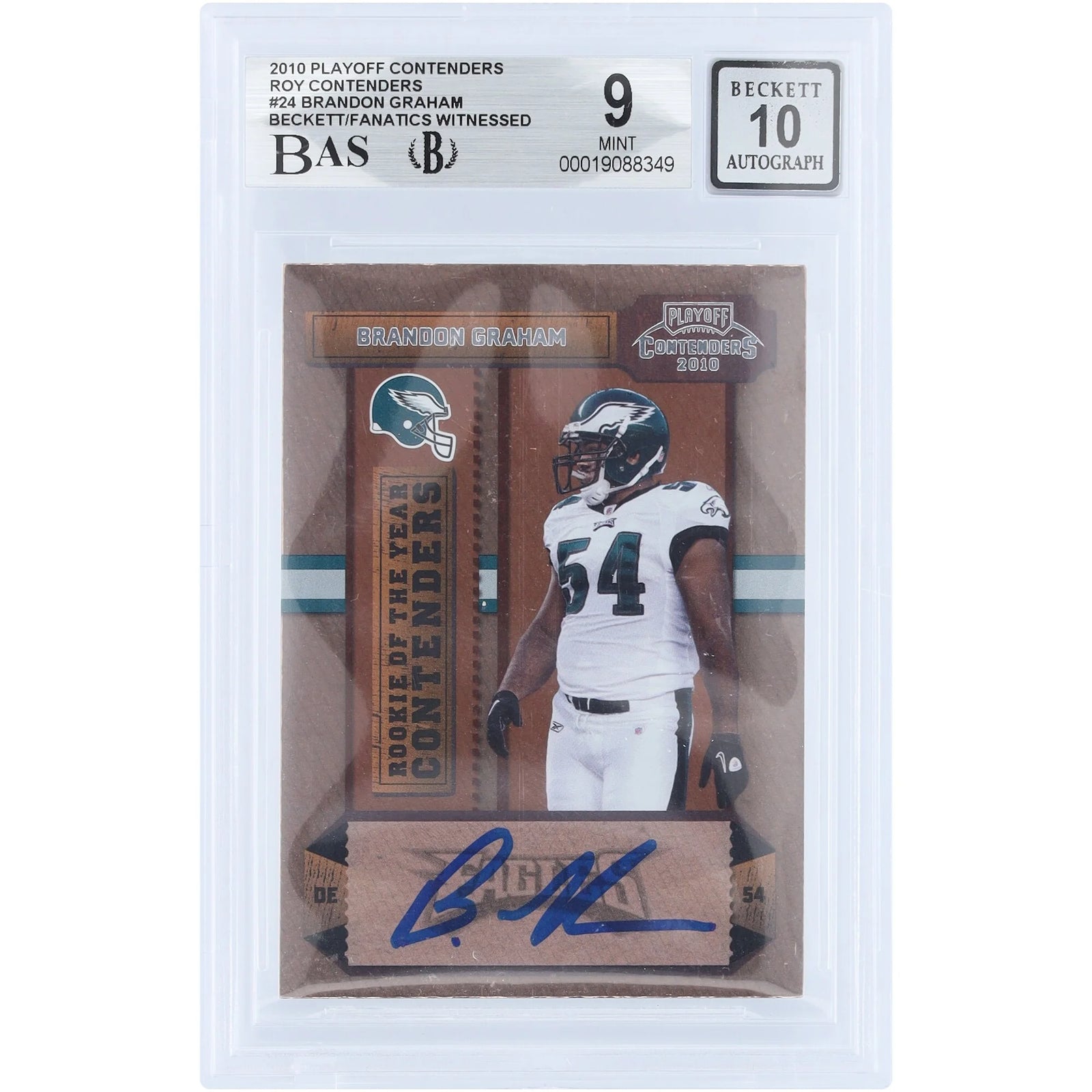 Brandon Graham Signed 2010 Panini Playoff Contenders Rookie #24 Card | Beckett 9