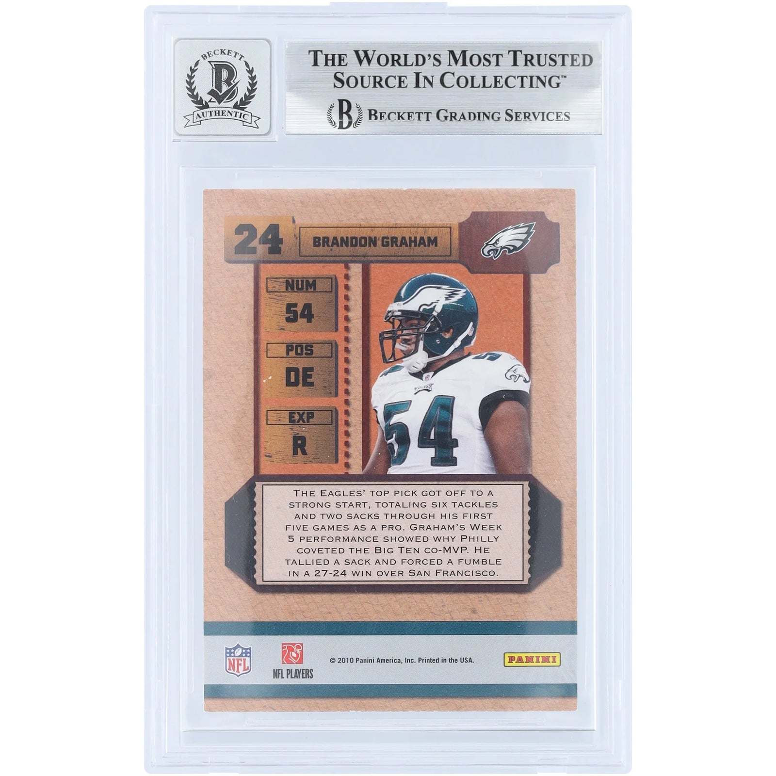 Brandon Graham Signed 2010 Panini Playoff Contenders Rookie #24 Card | Beckett 9