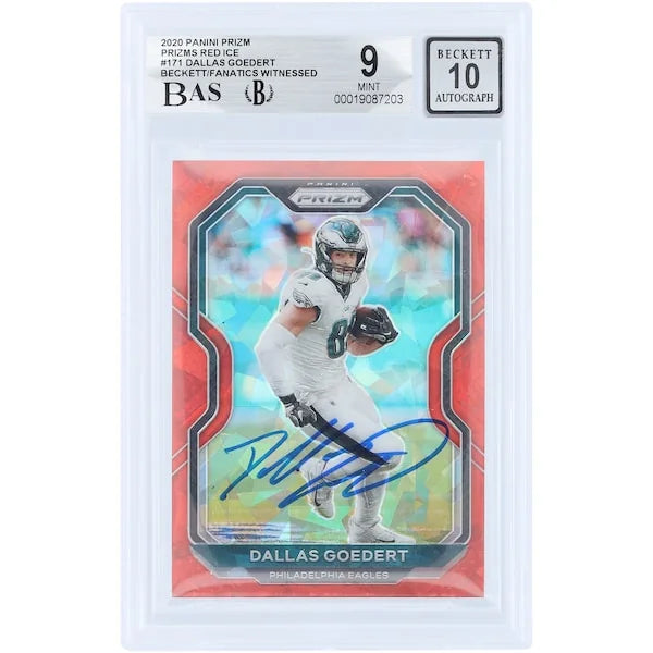 Dallas Goedert Signed 2020 Panini Prizm Red Ice #171 | Beckett 9