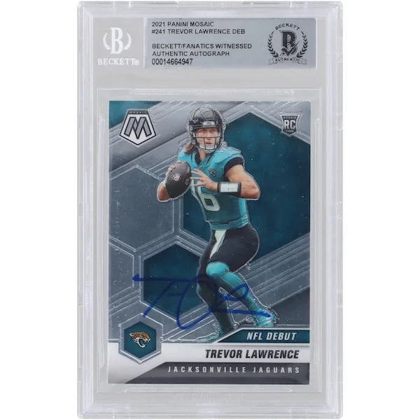 Trevor Lawrence Signed 2021 Panini Mosaic NFL Debut #241 Rookie Card | Beckett Authenticat