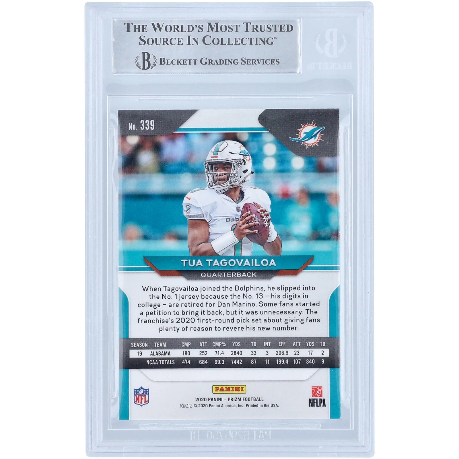 Tua Tagovailoa Signed 2020 Panini Prizm #339 Rookie Card | Beckett Authenticated