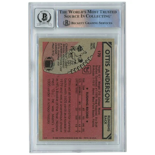 Ottis Anderson Signed 1980 Topps #170 Rookie Card | BGS 10