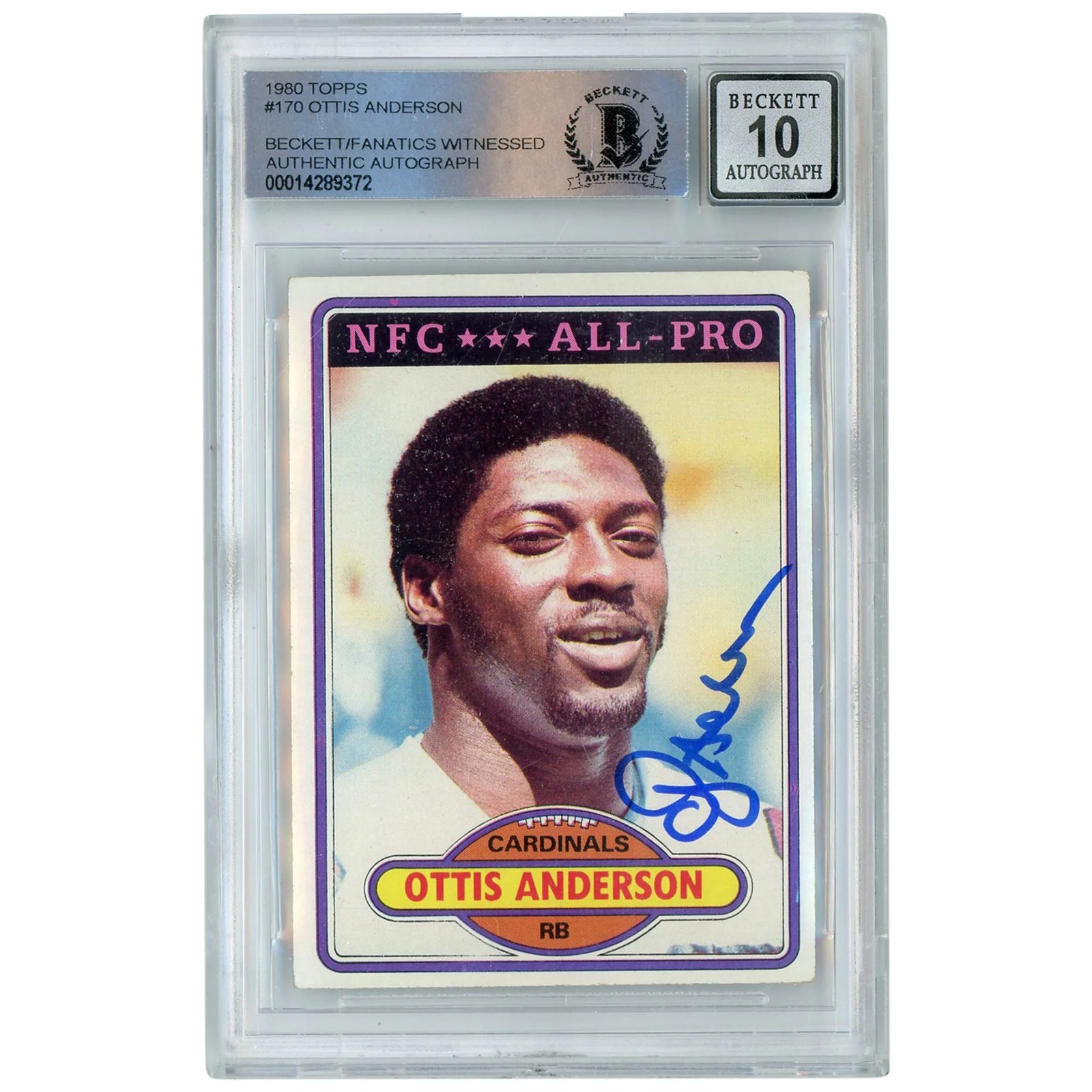 Ottis Anderson Signed 1980 Topps #170 Rookie Card | BGS 10