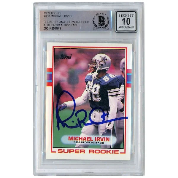 Michael Irvin Signed 1989 Topps #383 Rookie Card | BGS 10
