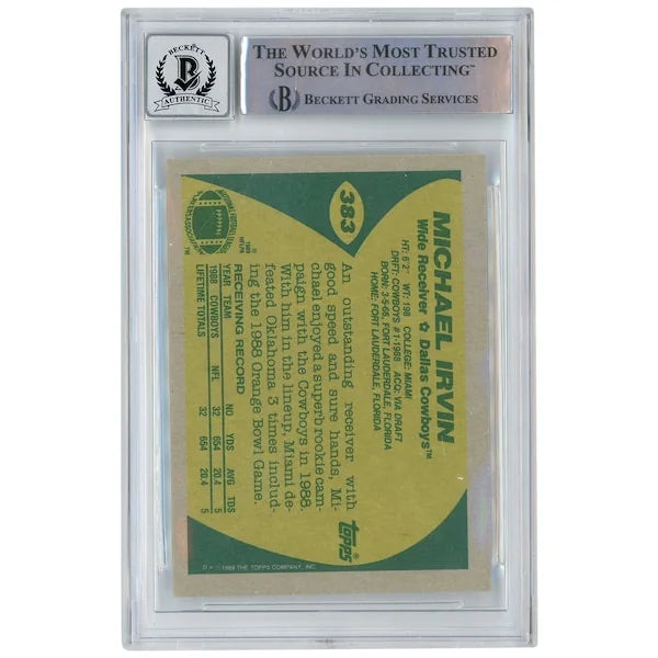 Michael Irvin Signed 1989 Topps #383 Rookie Card | BGS 10
