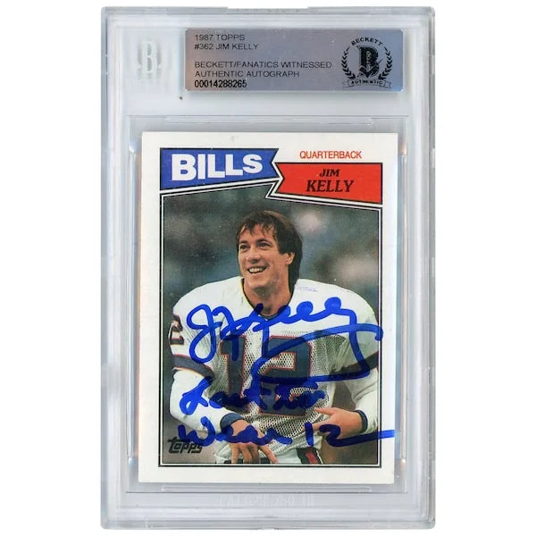 Jim Kelly Signed 1987 Topps #362 Rookie Card | "Last to Wear #12" Inscription