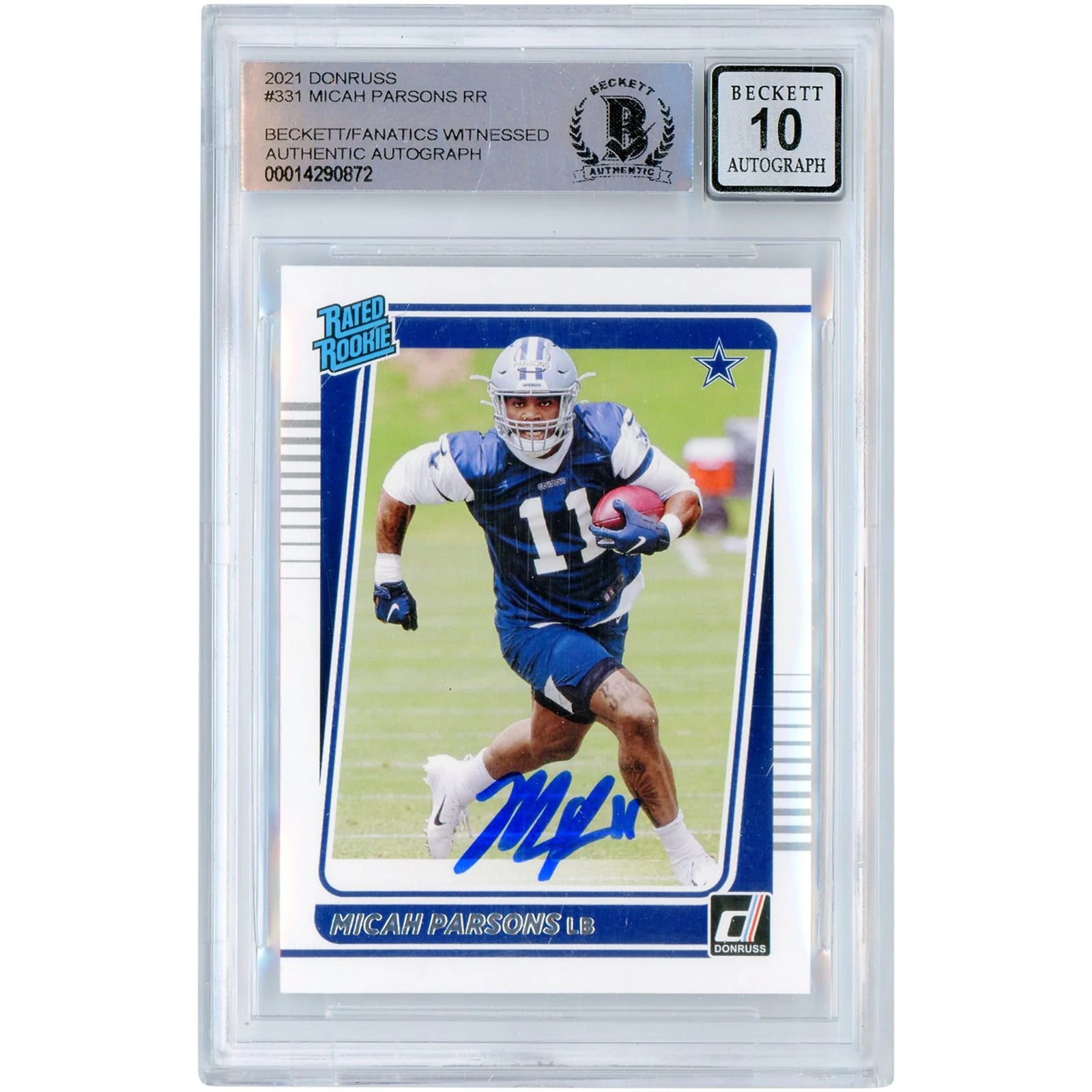 Micah Parsons Signed 2021 Donruss Rated Rookies #331 | BGS 10