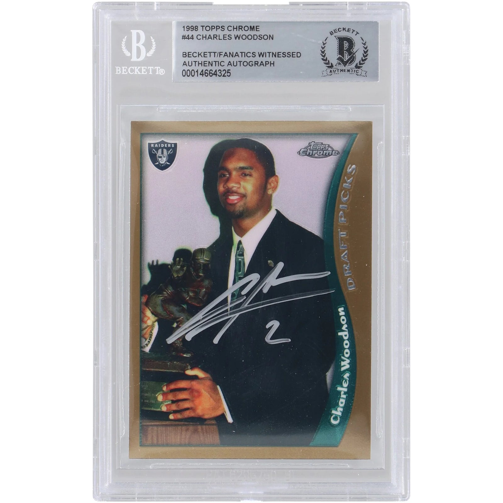 Charles Woodson Signed 1998 Topps Chrome #44 Rookie Card | Raiders