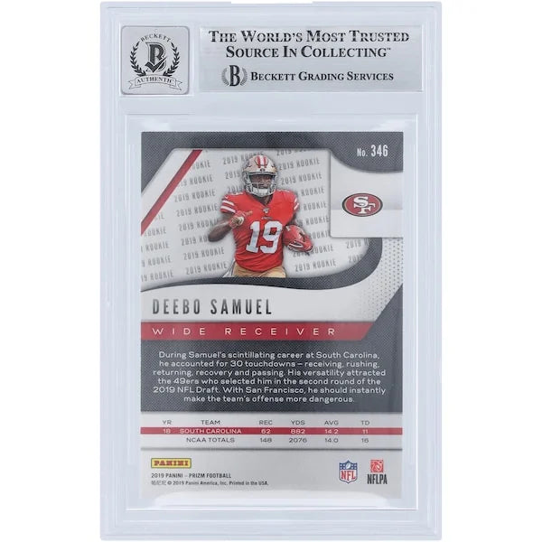 Deebo Samuel Signed 2019 Panini Prizm #346 Rookie Card | Beckett Authenticated