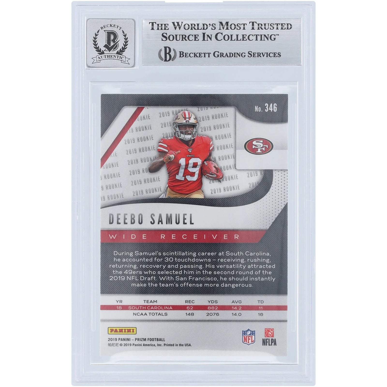 Deebo Samuel Signed 2019 Panini Prizm #346 Rookie Card | Beckett Authenticated