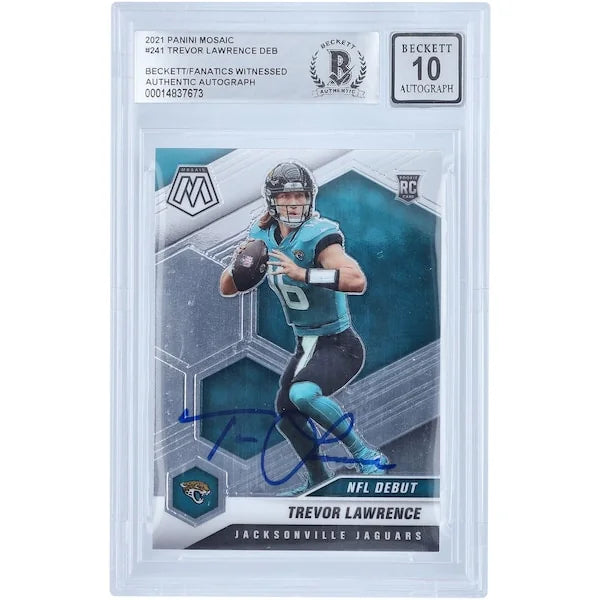Trevor Lawrence Signed 2021 Panini Mosaic NFL Debut #241 Rookie Card | Graded 10
