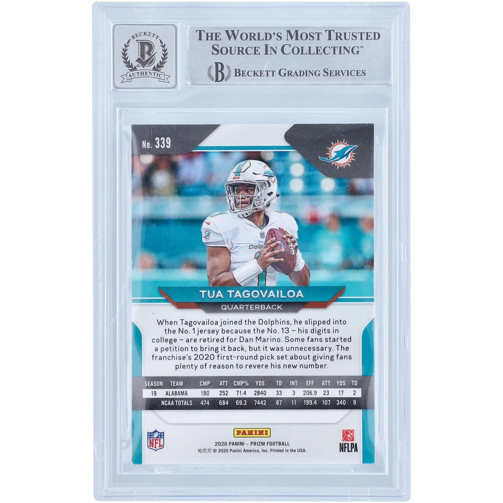 Tua Tagovailoa Signed 2020 Panini Prizm #339 Rookie Card | BGS 10