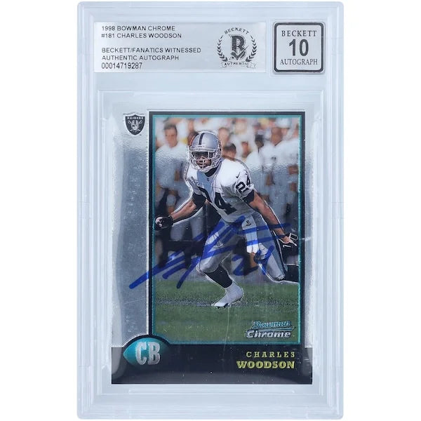 Charles Woodson Signed 1998 Bowman Chrome #181 Rookie Card | BGS 10
