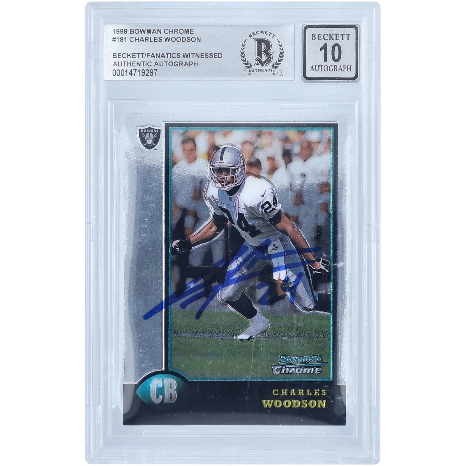 Charles Woodson Signed 1998 Bowman Chrome #181 Rookie Card | BGS 10
