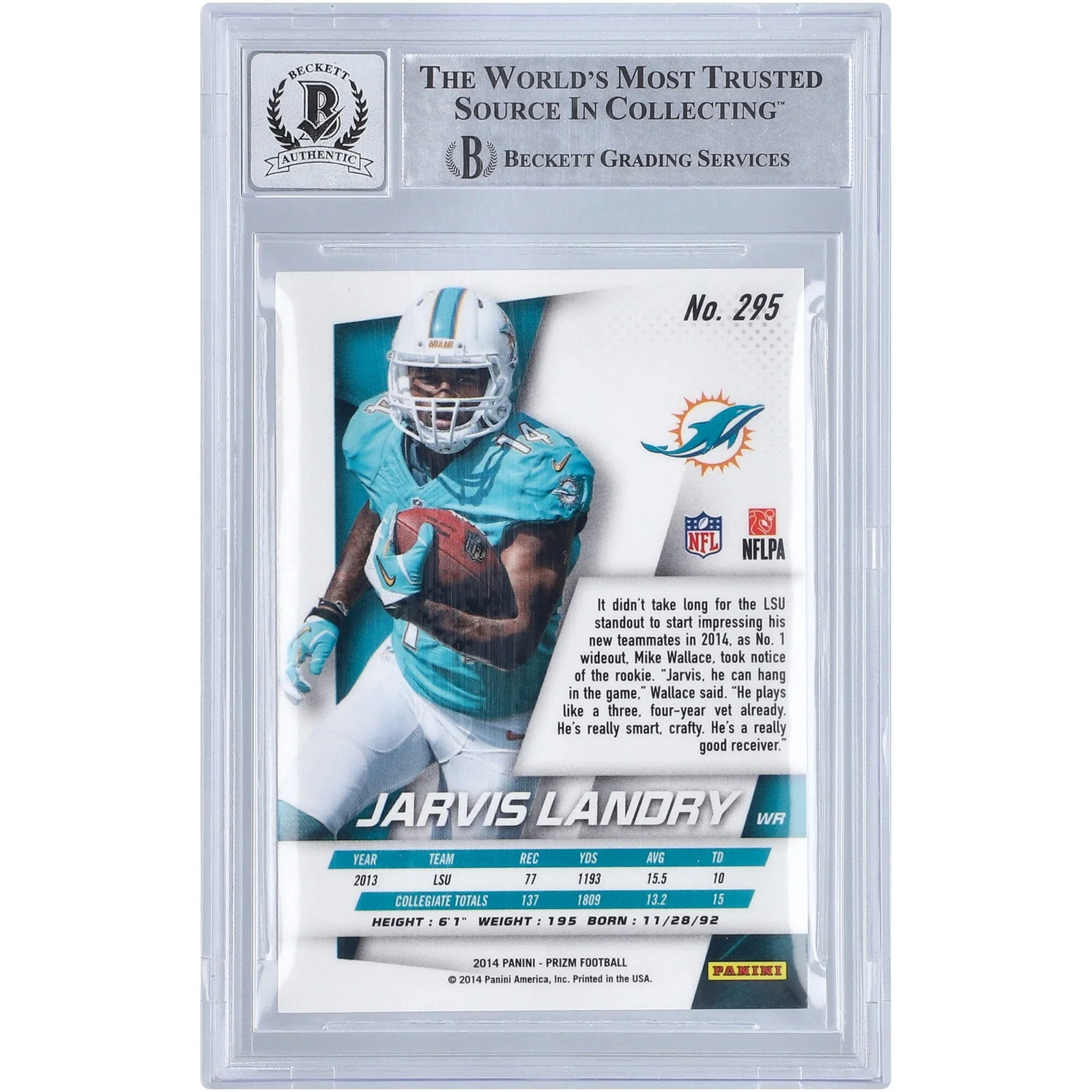 Jarvis Landry Signed 2014 Panini Prizm #295 Rookie Card | BGS 10