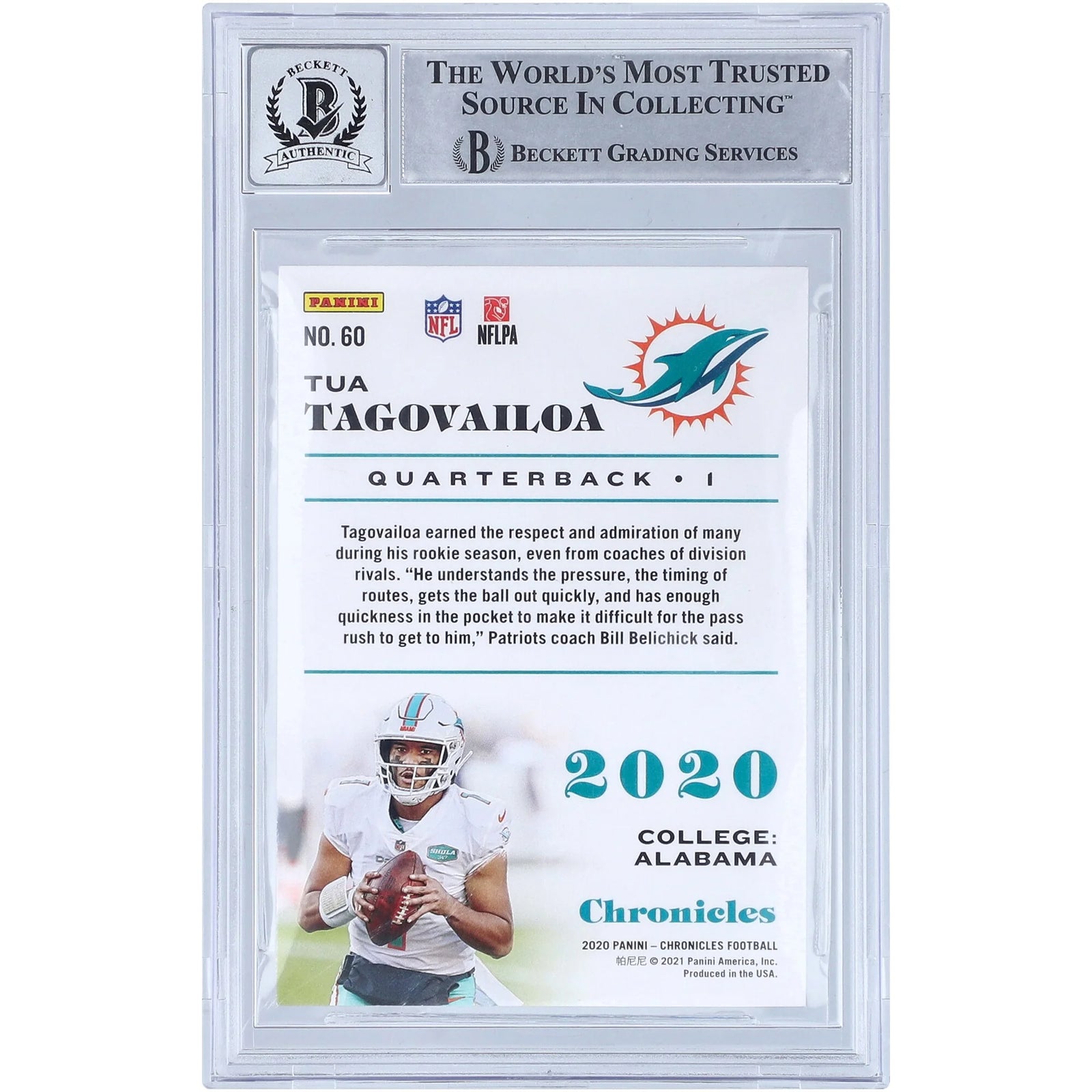 Tua Tagovailoa Signed 2020 Panini Chronicles #60 Rookie Card | Beckett 10