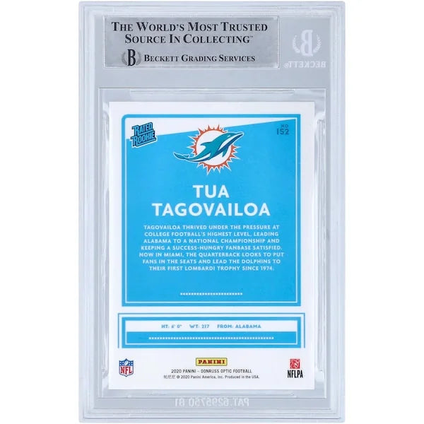 Tua Tagovailoa Signed 2020 Panini Donruss Optic Rated Rookie #152 | Beckett Authenticated