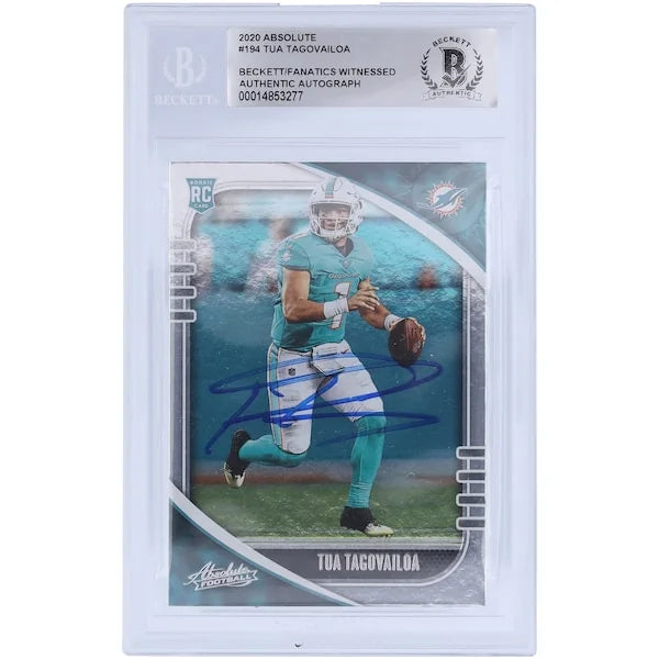 Tua Tagovailoa Miami Dolphins Autographed 2020 Panini Absolute #194 Beckett Fanatics Witnessed Authenticated Rookie Card - F3