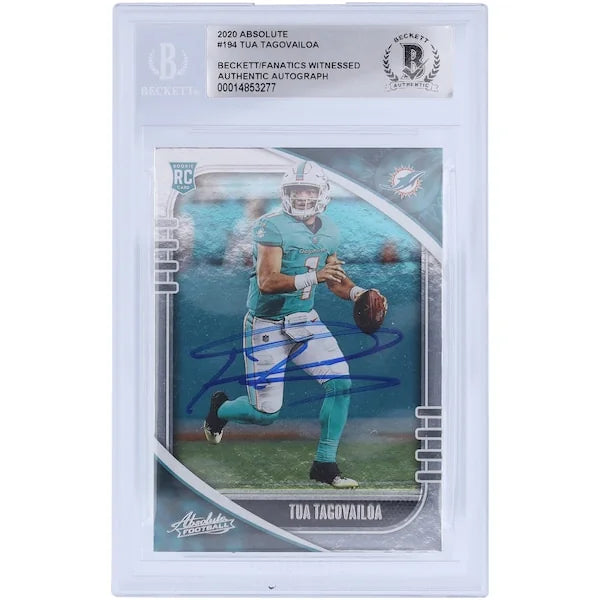 Tua Tagovailoa Miami Dolphins Autographed 2020 Panini Absolute #194 Beckett Fanatics Witnessed Authenticated Rookie Card - F3