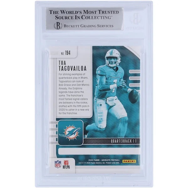 Tua Tagovailoa Miami Dolphins Autographed 2020 Panini Absolute #194 Beckett Fanatics Witnessed Authenticated Rookie Card - F3