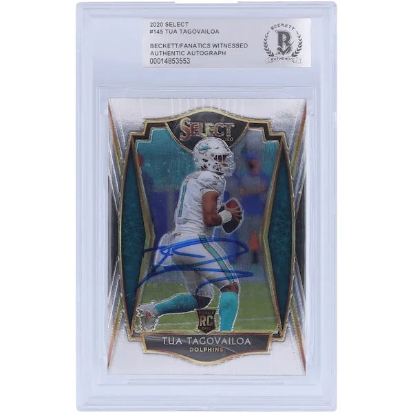 Tua Tagovailoa Miami Dolphins Autographed 2020 Panini Select #145 Beckett Fanatics Witnessed Authenticated Rookie Card - F2