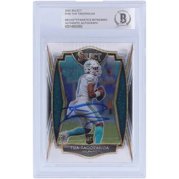 Tua Tagovailoa Miami Dolphins Autographed 2020 Panini Select #145 Beckett Fanatics Witnessed Authenticated Rookie Card - F2