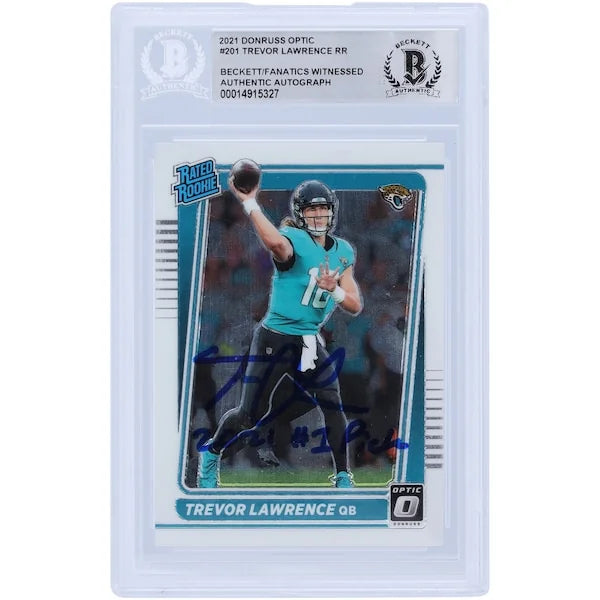 Trevor Lawrence Signed 2021 Panini Donruss Optic Rated Rookie #201 | 2021 #1 Pick Inscript