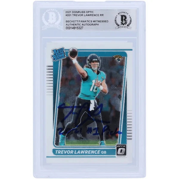 Trevor Lawrence Signed 2021 Panini Donruss Optic Rated Rookie #201 | 2021 #1 Pick Inscript