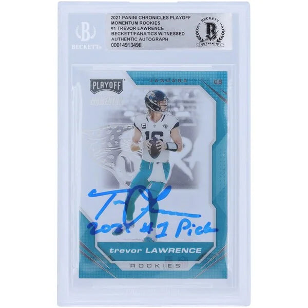 Trevor Lawrence Signed 2021 Panini Chronicles Playoff Momentum Rookie Card | #1 Pick Inscr