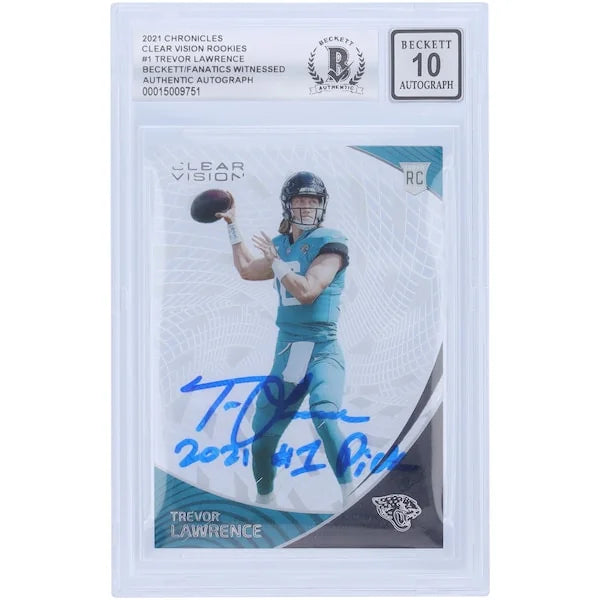 Trevor Lawrence Signed 2021 Panini Chronicles Clear Vision Rookie #1 Card | BGS 10 with In