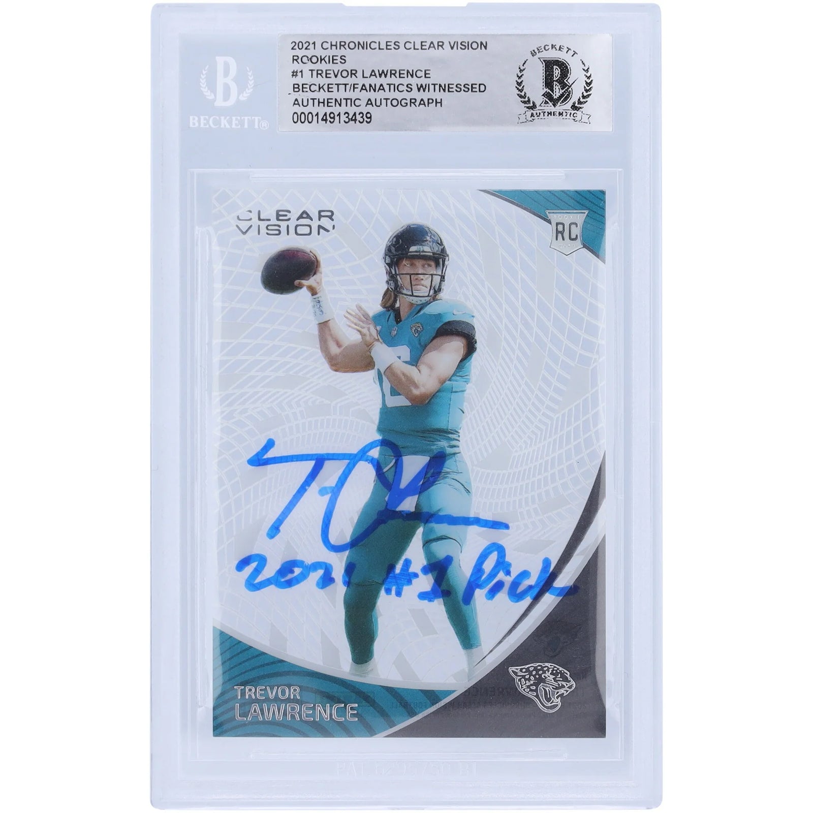 Trevor Lawrence Signed 2021 Panini Chronicles Clear Vision #CVR-1 | 2021 #1 Pick Inscripti