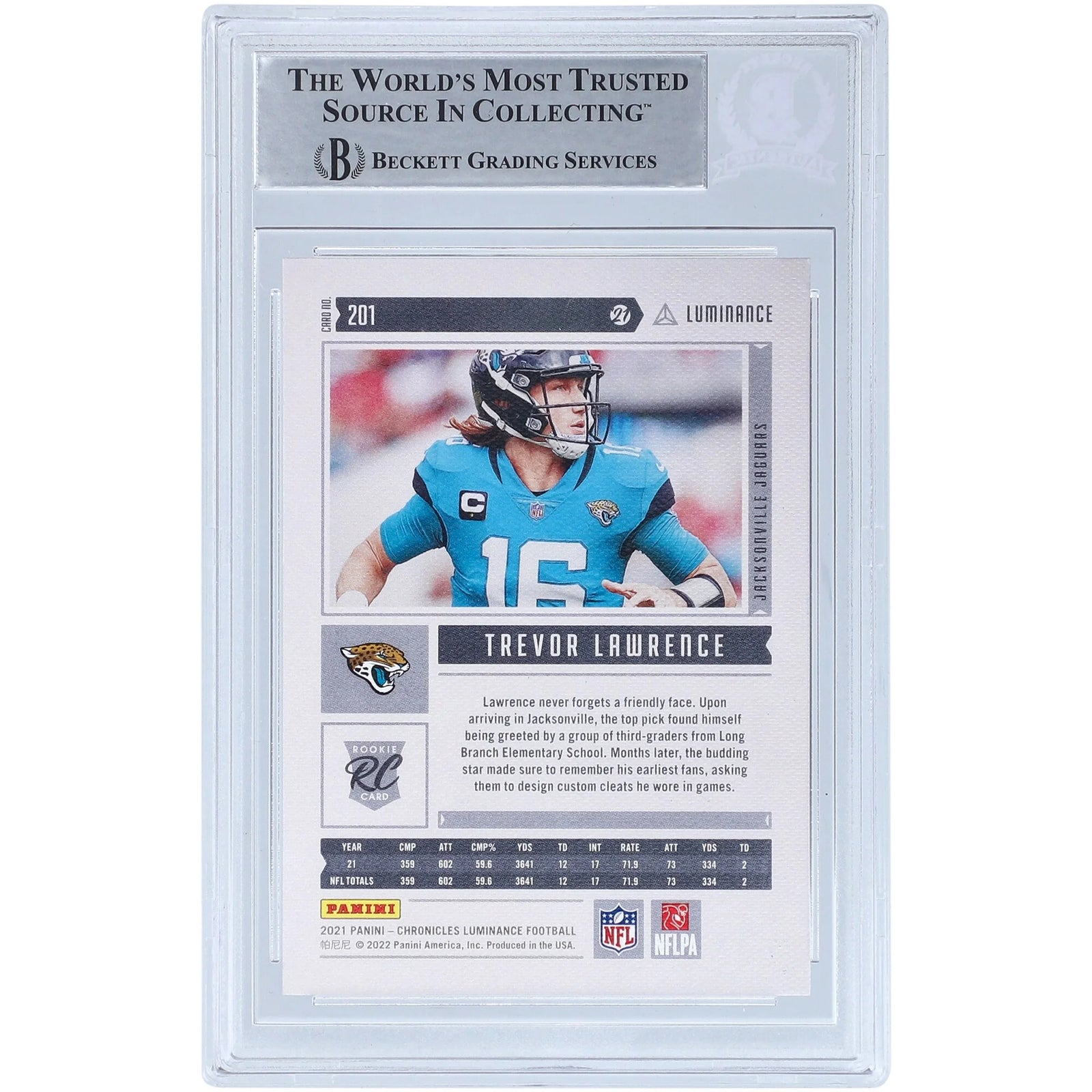 Trevor Lawrence Signed 2021 Panini Chronicles Luminance Rookie Card | #1 Pick Inscription
